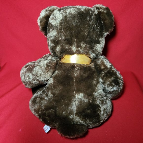 Steven Smith Dark Brown Teddy Bear 15" Stuffed Animal with Gold Ribbon - Picture 3 of 10